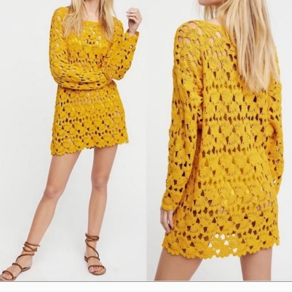 Free People Little Fan Cotton Crochet Tunic